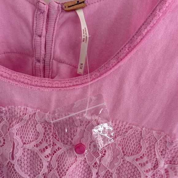 Free People Cosette Corset Tank button-up top with a floral lace overlay pink - Picture 10 of 16